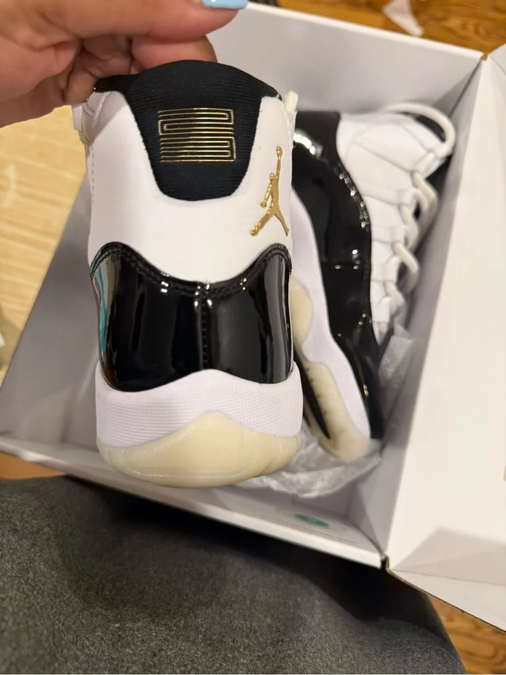 Jordan Retro 11 White Black with Gold Accent